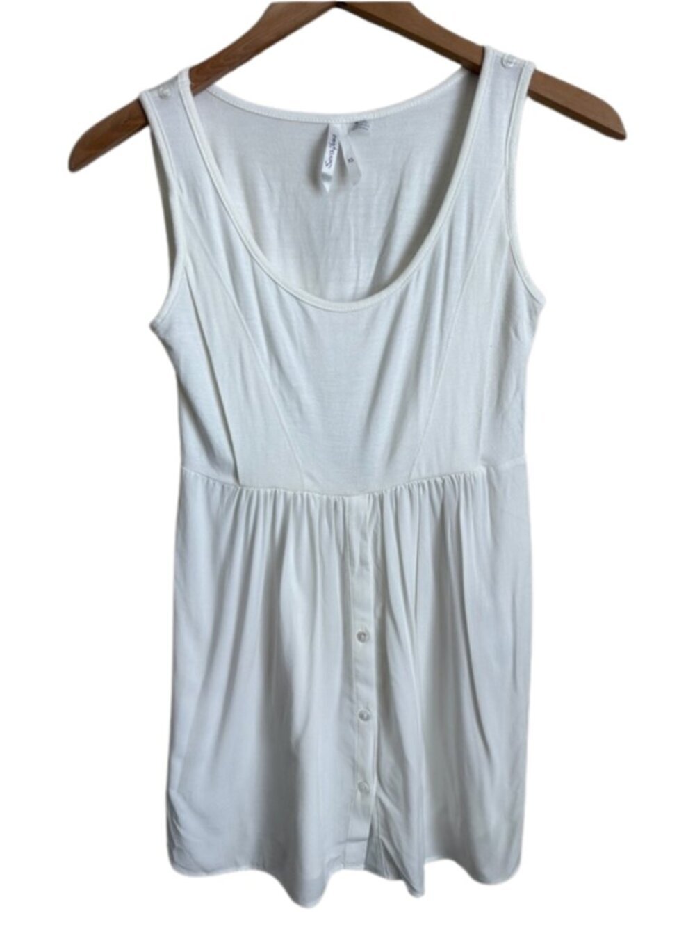 Seraphine Maternity Nursing Tunic XS White Viscose Cotton Button Tank Peplum Top
